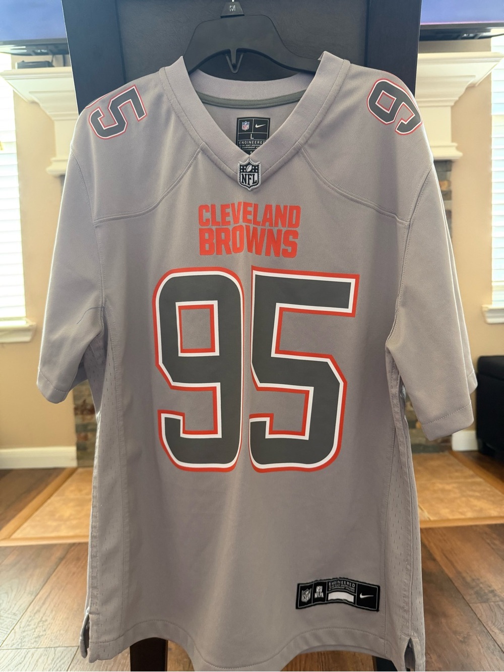 Nike Myles Garrett #95 Cleveland Browns Gray Jersey Youth Large L NFL